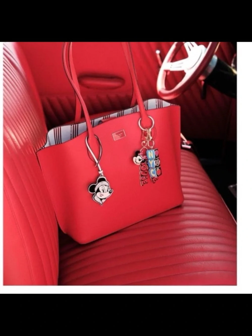 NWT Kate spade NY collection Disney top handle leather tote red large bag